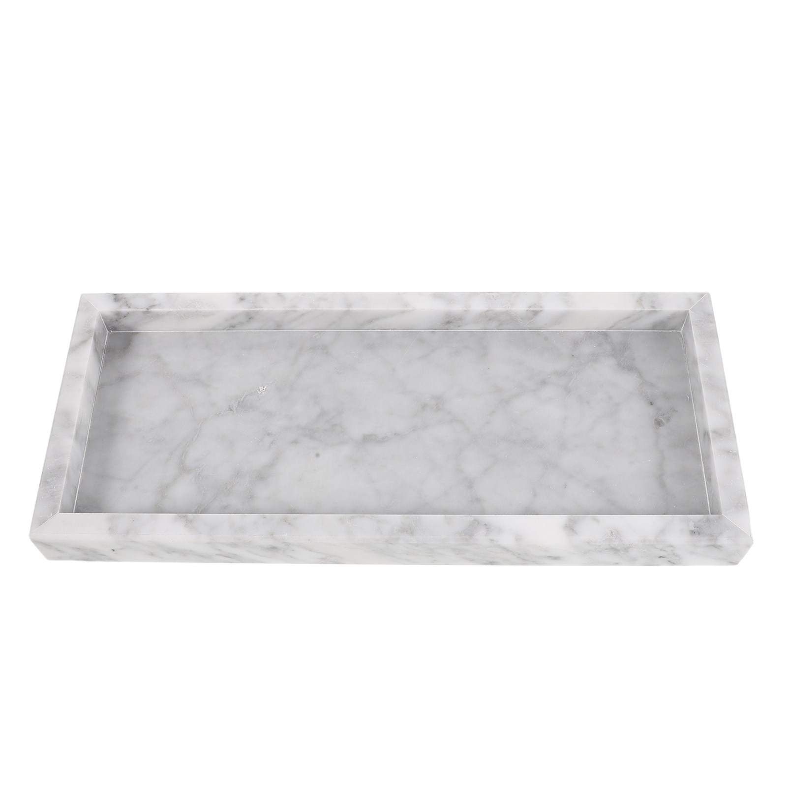 Home Bathroom Organizer - ถาดหินอ่อนทรงสี่เหลี่ยมผืนผ้า สำหรับโต๊ะเครื่องแป้งในห้องน้ำ โต๊ะในครัว ขนาด 12x5 นิ้ว