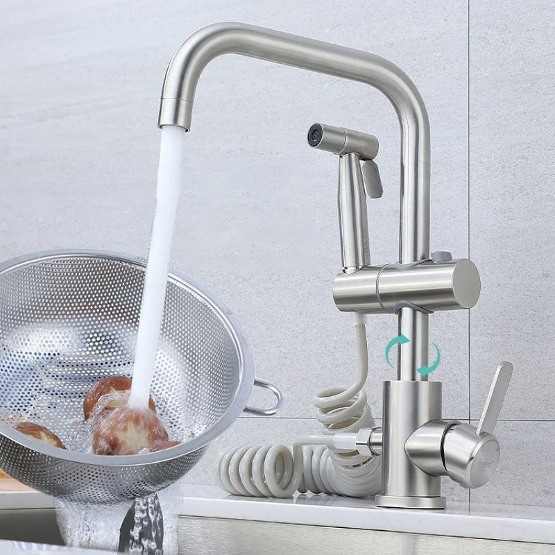 Basin Mixer Tap - ก๊อกน้ําห้องครัวสแตนเลสชุด 360 หมุนอ่างล้างหน้าแตะ Bidet Sprayer หัวฉีด