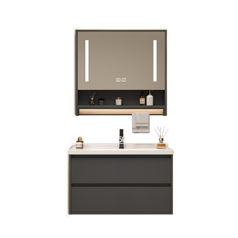 Home Bathroom Vanity Combo - ตู้ห้องน้ำเซรามิกสไตล์วินเทจ ตู้ห้องน้ำสีเทา ตู้ห้องน้ำพร้อมไฟ ตู้เก็บของเคลื่อนที่ เฟอร์นิเจอร์บ้าน