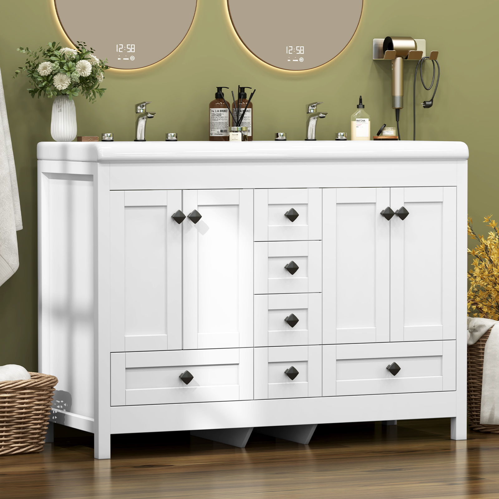 ตู้ห้องน้ำสีขาวขนาด 47.3 นิ้ว  - Home Bathroom Vanity Combo บทวิจารณ์และราคา